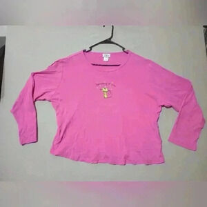 Cinema Etoile Night Blouse Pink Sz XL Cat Dreaming Of You Pajama Top Bed Time